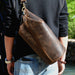 Simple Chest Bag Men's Crazy Horse Leather Retro Distressed - Dazpy