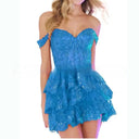 Vestido corto de encaje bordado sin mangas para ocasión especial
