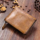 Handmade leather retro short wallet - Dazpy