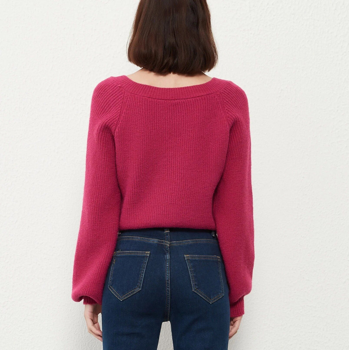 Square Collar Cotton Knit Sweater