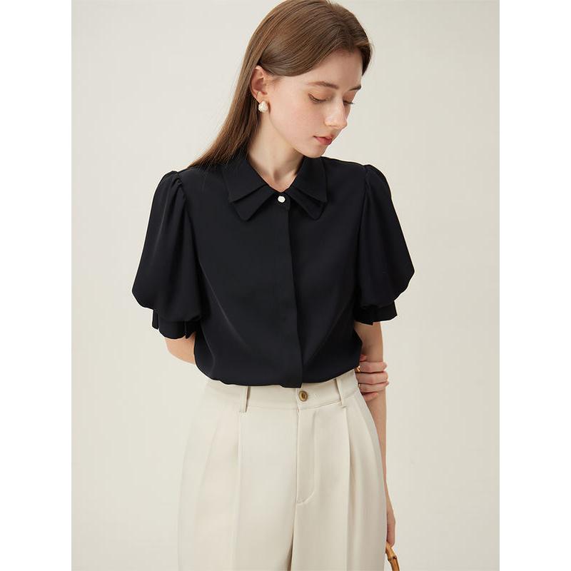 Camisa elegante con cuello polo de verano para mujer