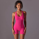 Seamless Yoga Jumpsuit - Ribbed One-Piece Fitness Bodysuit