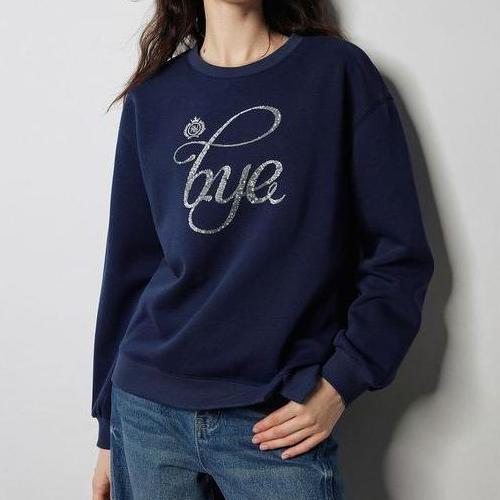 Herbst Sweatshirt mit Buchstaben und Perlenstickerei