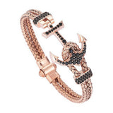 Men's Titanium Steel Diamond Boat Anchor Bracelet - Dazpy