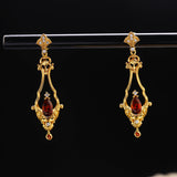 S925 Sterling Silver Drop Red Pomegranate Long Swaying Earrings - Dazpy