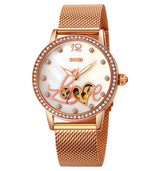 Rose Gold Luminous Watch With Mother-of-pearl Face And Diamonds - Dazpy