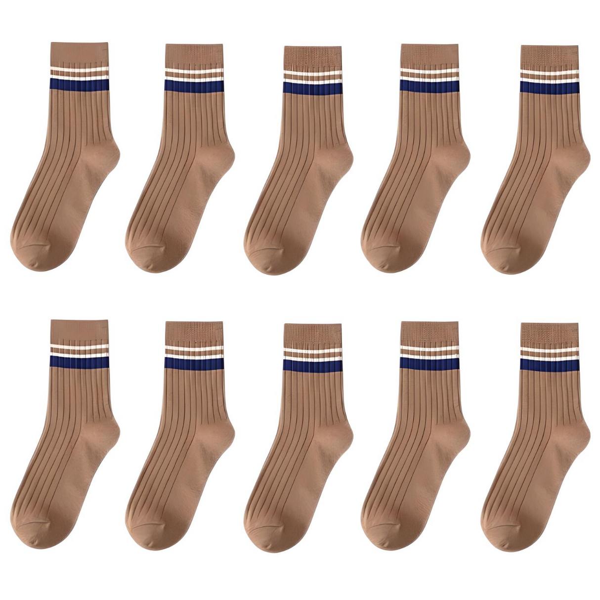 10 Paar gestreifte Baumwollsocken für Herren