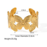 Pulsera de mariposa de acero inoxidable bañada en oro