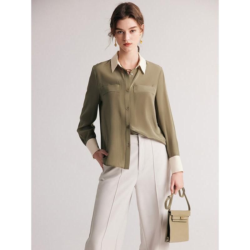 Chic Silk Crepe De Chine Dress Shirt for Women