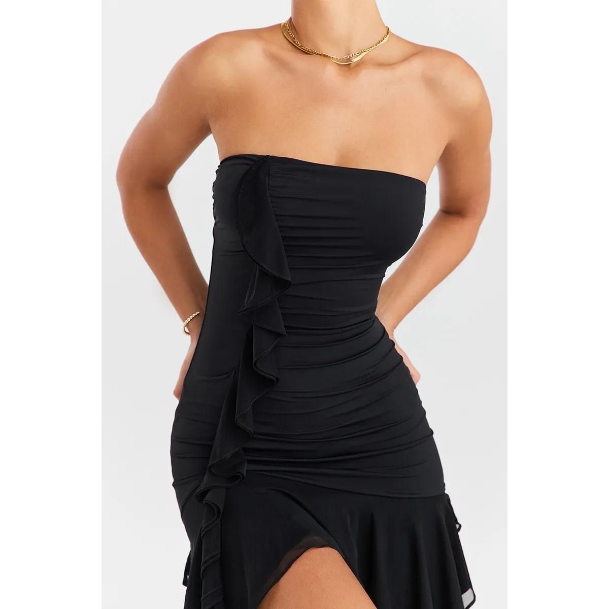 Elegant Strapless Ruffles Mini Dress