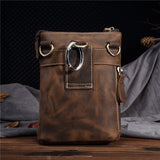 Crazy Horse Leather Men's Handmade Waist Bag Crossbody - Dazpy