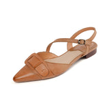 Elegant Low-Heel Leather Slingback Sandals for Women