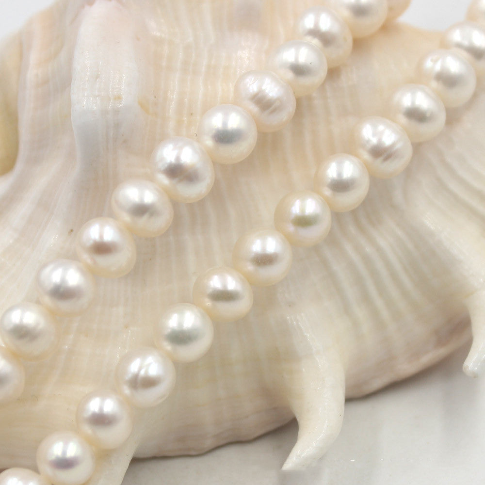 White Freshwater Pearl Round Beads Loose Beads Accessories - Dazpy