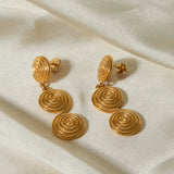 Vintage 18K Gold Plated Threaded Pendant Earrings