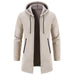 Autumn And Winter Fleece-lined Thickening Trendy Solid Color Men's Cardigan Mid-length Hooded Jacket