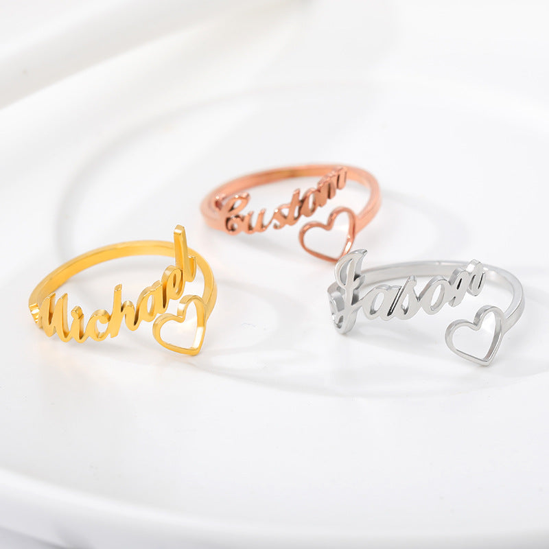 Name Letter Stainless Steel Ring - Dazpy