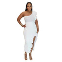 One-Shoulder Sleeveless Polyester Long Dress