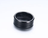 European And American Black Carbon Fiber Tungsten Steel Ring - Dazpy