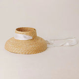 Elegante sombrero de paja de playa de verano de ala ancha