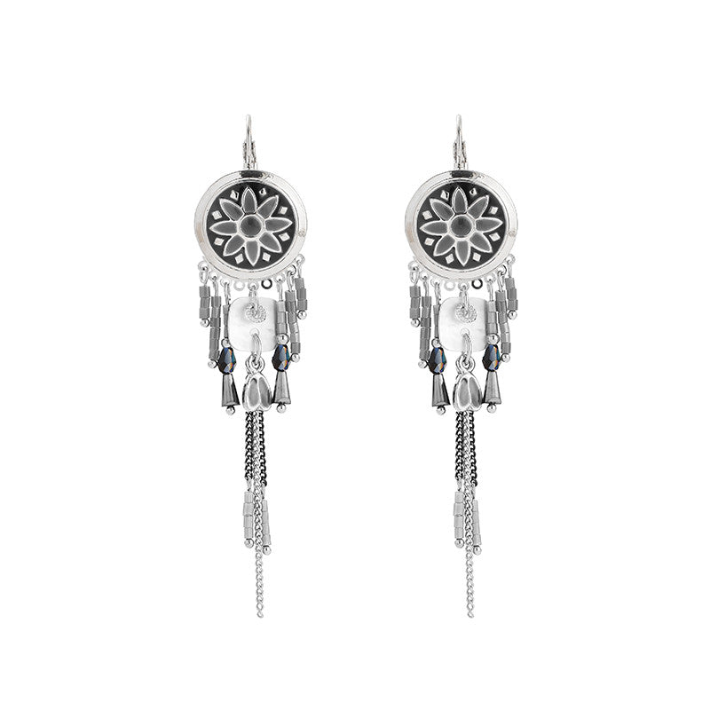 Women's Fashion Vintage Painted Dreamcatcher Earrings - Dazpy