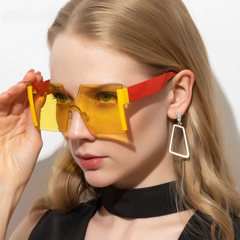 Luxuriöse randlose Sonnenbrille mit Farbverlauf für Damen