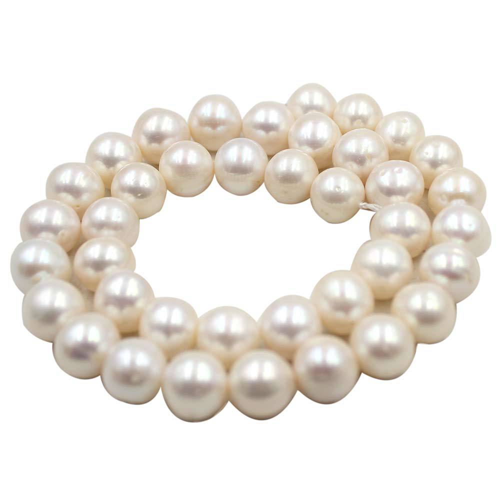 White Freshwater Pearl Round Beads Loose Beads Accessories - Dazpy