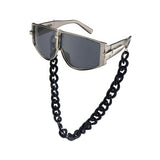 Oversized Steampunk Shield Sunglasses with Chain