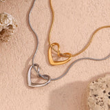 18K Gold Plated Heart Pendant Necklace with Minimalist Snake Chain - Tarnish Free & Hypoallergenic