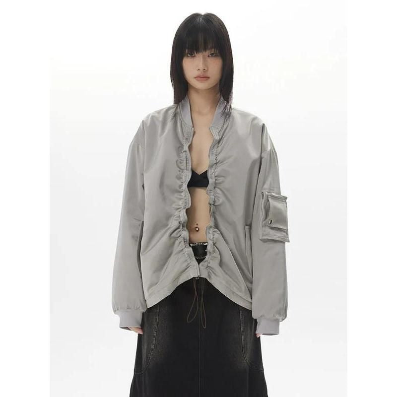 Women's Pleated Zipper Cotton Jacket