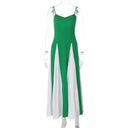 Women's Contrast-Panel High-Waist Strap Dress