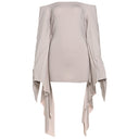 Women's Off-Shoulder Backless Long-Sleeve Dress