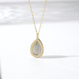 Mysterious Blue Light Elongated Stone Necklace S925 Silver Plated - Dazpy