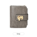 Cartera corta multifuncional de cuero PU retro con cierre giratorio