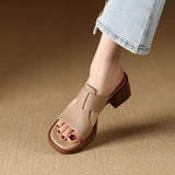 Peep-Toe-Sandalen aus Leder mit hohem Absatz