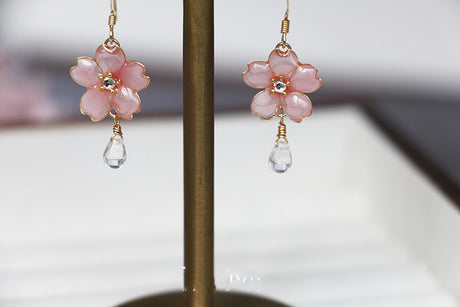 Cherry Blossom Mismatch Decorative Face Earrings - Dazpy