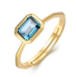 Women's S925 Sterling Silver Colored Gems Topaz Simple Personality Adjustable Ring - Dazpy