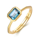 Women's S925 Sterling Silver Colored Gems Topaz Simple Personality Adjustable Ring - Dazpy