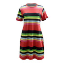 Vestido línea A de rayas rojas para mujer, L–4XL