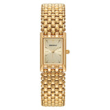 Reloj de cuarzo cuadrado dorado para mujer