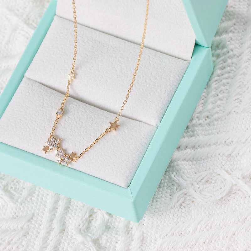 Silver Gilded Zircon Shiny Necklace - Dazpy