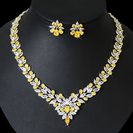 Bride Zircon Jewelry Necklace Earring Set - Dazpy