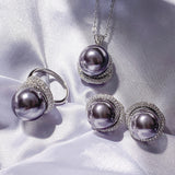 Retro Women's Grey Bead Versatile Pendant Set - Dazpy