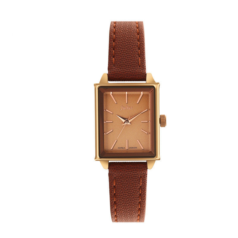 Julius Rectangular Simple Art Retro Wild Belt Quartz Watch Waterproof Ladies Watch - Dazpy