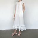 Vestido evasé de algodón con volantes para mujer