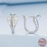 Cobra Earrings In Sterling Silver White Gold Plated - Dazpy