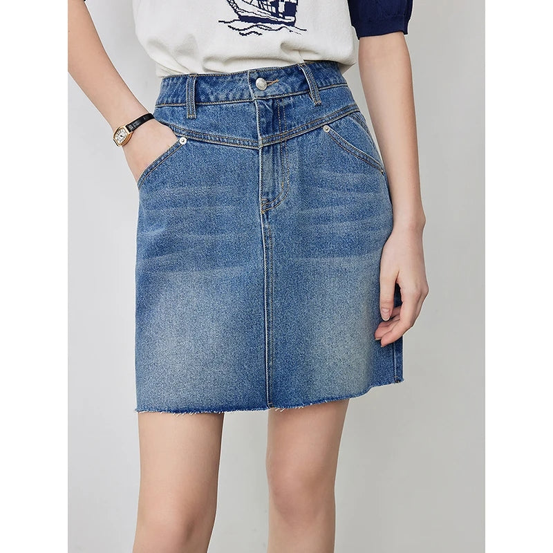 Chic Lyocell High-Waist Denim Mini Skirt