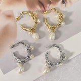 French Retro Senior Sense Natural Baroque Pearl Earrings - Dazpy