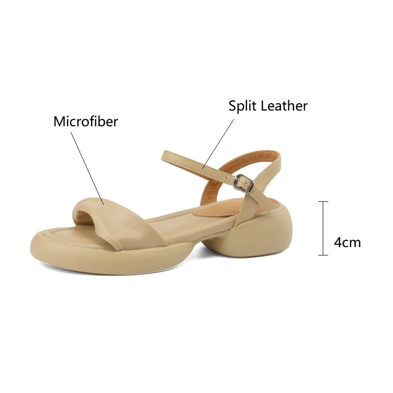 Lässige Sandalen aus Leder mit klobigem Absatz