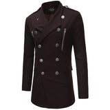 Double-breasted Large Lapel Men's Casual Slim-fit Mid-length Woolen Trench Coat