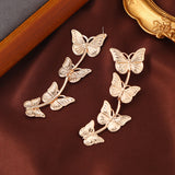 Bohemian Vintage Butterfly Drop Earrings - Trendy Long Metal Statement Jewelry for Women